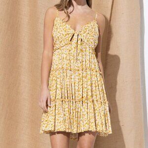 FLARED FLORAL MINI DRESS